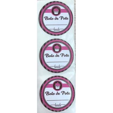 Imagem de Etiqueta Adesiva Bolo de Pote Rosa com 60 un. Rizzo - Hiper Embalagens