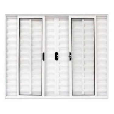 Imagem de Veneziana 6 Folhas 100x100 S/Grade Branco  - Jr esquadrias preço justo