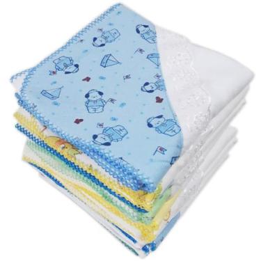 Imagem de Cueiro Flanelado Com Aplique Estampado 80x80cm Com Crochê - Dugu, Masc