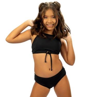 Imagem de Biquíni Infantil Liso Preto Cecí Moda Praia, 2, Preto