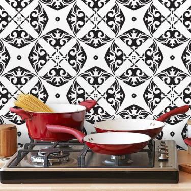 Imagem de Adesivo de Azulejo Preto e Branco Mirandela 15x15 cm 36un - Quartinhos