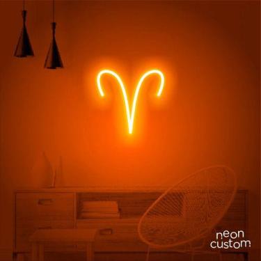 Imagem de luminaria letreiro Neon Led Signo Áries 80x80 luminoso decoração p/ se