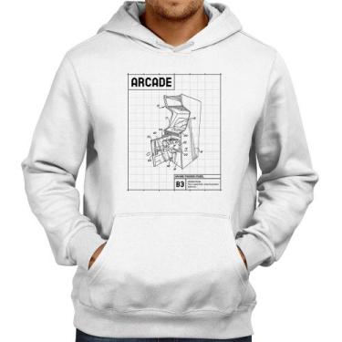 Imagem de Moletom Arcade Fliperama Projeto - Foca na Moda, Branco, GG