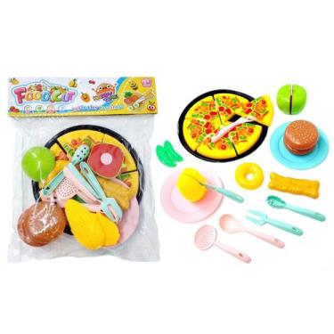 Imagem de Brinquedo Kit Comidinha Pizza Vegetais Com 24 Peças - FOODCUT