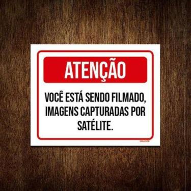 Imagem de Placa Atenção Você Está Sendo Filmado Imagens 18x23cm 3un