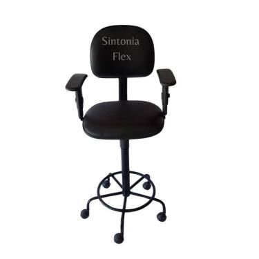 Imagem de Cadeira Secretaria Caixa Alta Braço Regulagem Altura Rodízio