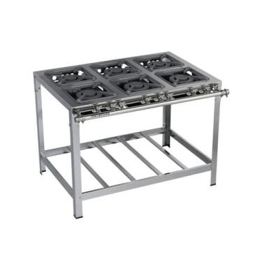 Imagem de Fogão Industrial 6 Bocas Duplas 30x30 Aço Inox 304 Metalmaq, Gás de Bo