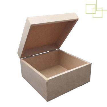 Imagem de Caixa MDF Dobradiça Quadrada Lisa Lembrancinha Artesanato 15x15x8 - Ex
