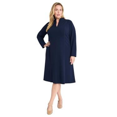 Imagem de Maggy London Vestido feminino elegante gola V manga longa comprimento até o joelho - vestidos casuais para negócios, Blazer azul-marinho, 58