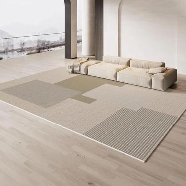 Imagem de Listrado Creme Carpete Bege Marrom Decoração Sala de Estar Tapetes Luxo Minimalista Tapetes Fácil Limpeza Conforto Quarto Tapetes,YHT142,D,60x90cm