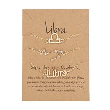 Imagem de COLORFUL BLING Pulseiras de signo da constelação do zodíaco banhadas a ouro para mulheres e homens, 12 meses de nascimento, letra requintada, pulseira de astrologia, horóscopo, joias, presente de