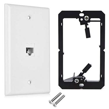 Imagem de Placa de parede Ethernet CAT.6 RJ45, placa de parede OZXNO RJ45 fêmea para fêmea chaveiro placa de parede removível cat6 em linha com dispositivo de montagem de baixa tensão, 1-Port, 1-Pack