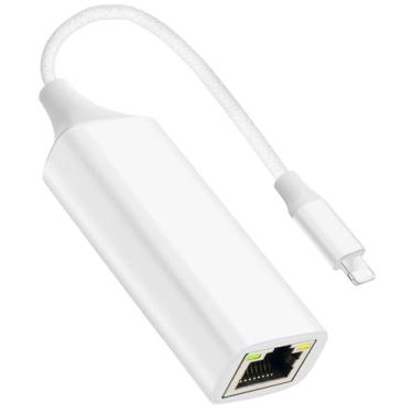 Imagem de Junsky [Certificado MFi] Adaptador Lightning para Ethernet, 100Mbps Lightning para RJ45 Ethernet LAN adaptador de rede, compatível com i-Phone 14/13/12/11/i-Pad/i-Pod, Plug and Play (não POE)