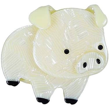 Imagem de Broches de porco fofo acrílico adorável animal resina lapela broche joias mulheres crachá acessórios para roupas bolsas chapéu, Acrílico, ferro, Branco