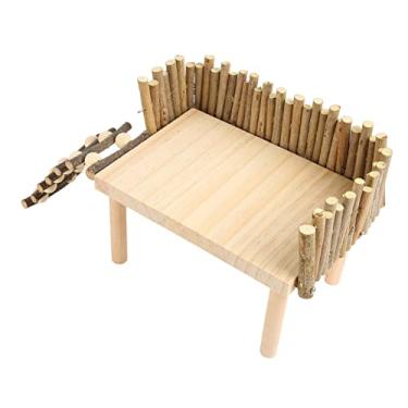 Imagem de Hamster Plataforma de Escalada, Brinquedo de Mastigar de Madeira, Pequeno Playground de Atividades para Animais de Estimação Com Cerca para Planador de Açúcar, Urso Dourado (Tipo