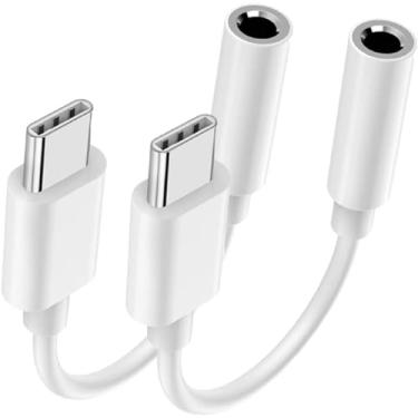 Imagem de Adaptador USB-C para conector de fone de ouvido de 3,5 mm para iPhone 15, pacote com 2 cabos USB tipo C para dongle de áudio auxiliar compatível com iPhone 15/15 Pro/Pro Max/Plus/iPad
