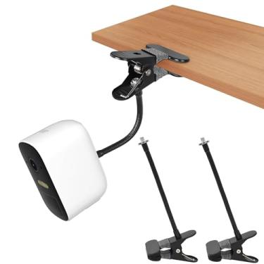 Imagem de OkeMeeo Suporte de grampo pescoço de ganso para câmera Arlo Pro 4/Pro 3/Pro 2/Essential/eufy/Owlet Duo/Reolink e mais em calha, protetor de janela, árvore (sem broca, preto, pacote com 2)