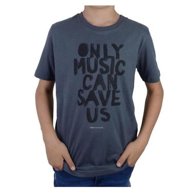 Imagem de Camiseta Infantil Masculina King&Joe Básica Estampada Cinza-Masculino