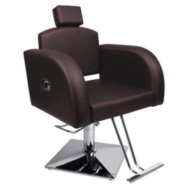 Imagem de Cadeira Hidráulica Destak Reclinável Base Quadrada Para Salão Marrom C