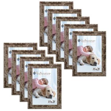 Imagem de Kit 9 Molduras Porta Retrato 15X21 Marrom - Santamaria Molduras