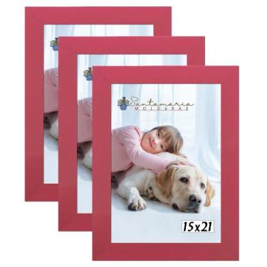 Imagem de Kit 3 Molduras Porta Retrato 15X21 Rosa - Santamaria Molduras