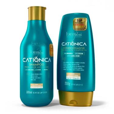 Imagem de Kit Catiônica Shampoo 300ml e Condicionador 200g Forever Liss