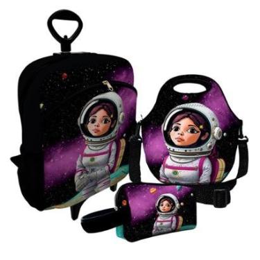 Imagem de Kit Escolar Mochila de Rodinha + Lancheira + Necessaire Plus – ISOPRENE – Menina Astronauta-Unissex