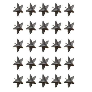 Imagem de Decorações de unhas de estrela de ferro fundido, 4 cm de largura, prego de 3,8 cm de comprimento, ferro natural, conjunto de 25 para artesanato, bandeiras, decoração de porta, clavos, tachas
