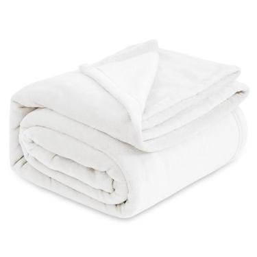 Imagem de Manta Bedsure Fleece King Size - Macia e Quente - Flanela Branca