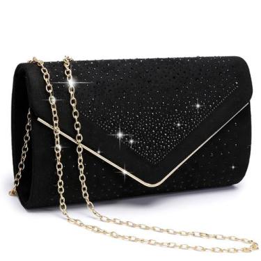 Imagem de Bolsa de noite Dasein Rhinestone Faux Suede Clutch para mulheres