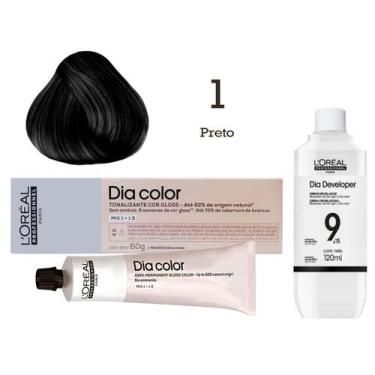 Imagem de Tonalizante Dia Color 1 Preto + Emulsão Reveladora 9v  L'Oréal Profess