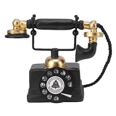 Imagem de GRCFUMO Modelo de telefone decorativo retrô grande, decoração de telefone com discagem retrô criativa, estatueta de telefone antigo modelo de decoração de janela de bar de café (-14)