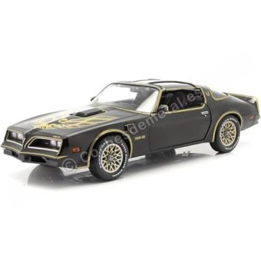 Imagem de 1977 Pontiac Firebird T/A Trans Am Starlite Black with Golden Eagle Hood 1/18 Diecast Model Car by Greenlight 19098