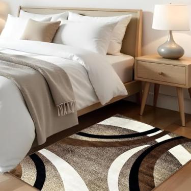 Imagem de 1 Tapete Quarto Belga Beira de Cama Es Mo 66 x 110 Vr (D4Mod Bege Preto Branco Marrom Moderno Manchado Abstrato)