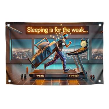 Imagem de Imagem de motivação de 9,5 x 1,5 m Bandeira de poliéster 4 ilhós de latão - Sleeping is For The Weak Banners personalizados - Banners para quarto filosóficos coloridos brilhantes - Bandeiras