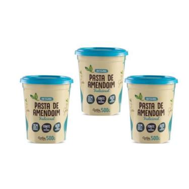 Imagem de Kit: 3 Pastas de Amendoim Integral 500g - Zero açúcar - Terra dos Grão