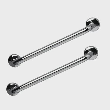 Imagem de Barra Alça Apoio 40Cm Aço Inox Kit 2 Uni Acessibilidade pcd Cadeirante Criança Suporte Anti Queda Evita Acidentes Segurança Banheiro Box Corrimao Esca