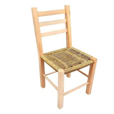 Imagem de Kit 4 Cadeiras Com Assento De Palha Sem Pintura De Madeira Maciça Bela Móveis