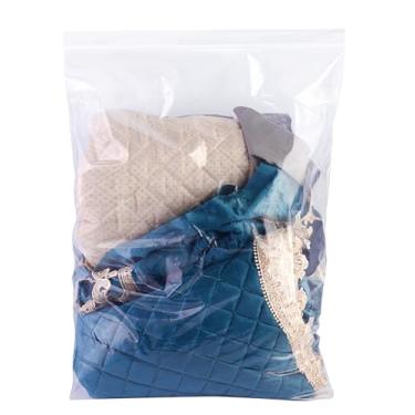 Imagem de Sacos de armazenamento resistentes com zíper superior, saco extra grande de 3 galões 40,6 cm x 48,3 cm, saco de plástico resselável, sacos jumbo para freezer para alimentos, roupas, viagens, movimento