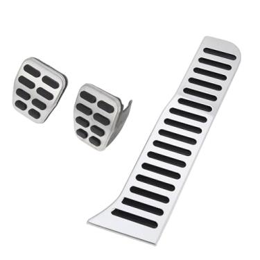 Imagem de Hihaha 1 conjunto de capa manual para pedais de apoio para os pés almofadas de pedal para descanso de pés capa de pedal morto para Volkswagen Jetta 2005-2010 aço inoxidável prateado