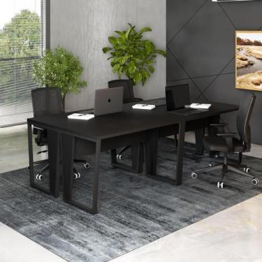 Imagem de Estação Trabalho Escritório p/ 4 Pessoas 240cm Pé Metal F5 - F5 Office