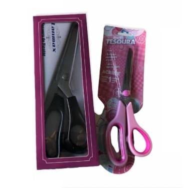 Imagem de Tesoura Picotar Profissional - LM-TP-J230 - Lanmax + Tesouras Acrilex 19 cm Rosa - Kit 2 Peças Costura, Artesanato, Escola e Escritório