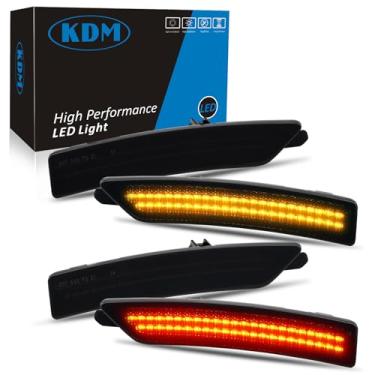 Imagem de KDM Lente fumê LED refletores laterais refletores de luzes duplas âmbar e vermelho, compatível com Ford Mustang 2024 geração 7/S650, conjunto de luzes de para-choque dianteiro e traseiro, pacote com 4