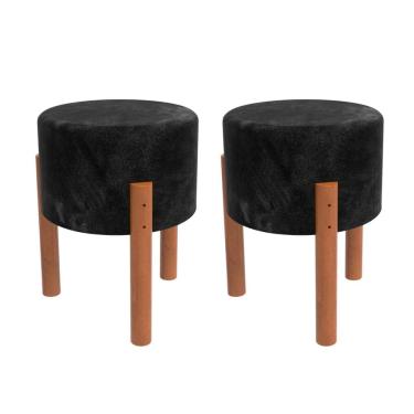 Imagem de Kit 2 Banquinho Redondo Estofado Reforçado Banqueta Puff