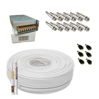 Imagem de Kit Aces Instalação 6 Câmeras +Fonte30A Conectores eCabo100M - VS CABO