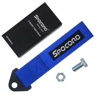 Imagem de Spocoro SPTOWS-01BLU Alça de reboque estilo corrida de alta resistência para para-choque dianteiro ou traseiro, azul (pacote com 1)
