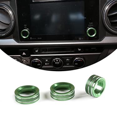 Imagem de TongSheng 3 peças de ajuste do espelho retrovisor do carro e guarnição da tampa do botão de volume para Toyota Tacoma 2015 2016 2017 2018 2019 2020 2021 2022 (liga de alumínio, verde)