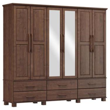 Imagem de Guarda Roupa Bipartido 6 Portas 6 Gavetas Ouro Café - FN - Finestra