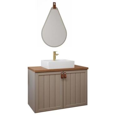 Imagem de Gabinete de Banheiro Alure 80 com espelho gota Cappuccino/Freijo - MGM