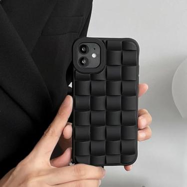 Imagem de Capa de silicone macio com padrão de trama de cubo 3D para iPhone 14 13 Pro Max 11 12 Mini X XS XR 6S 7 8 Plus SE Capa fosca à prova de choque, preta, para iPhone XS MAX